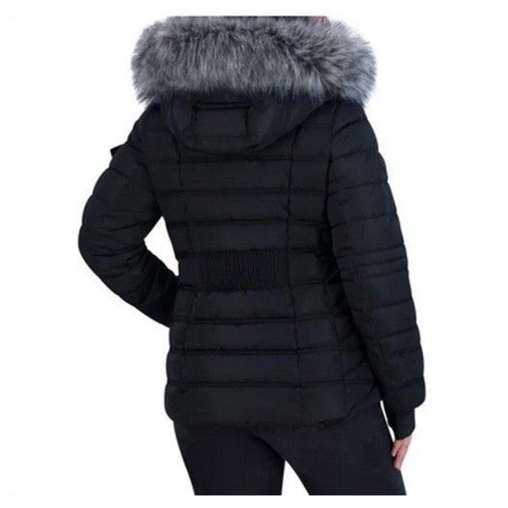 Nautica Ladies' Puffer Water Resistant With Faux Fur Hood Jacket Black XS NEW - Picture 3 of 4